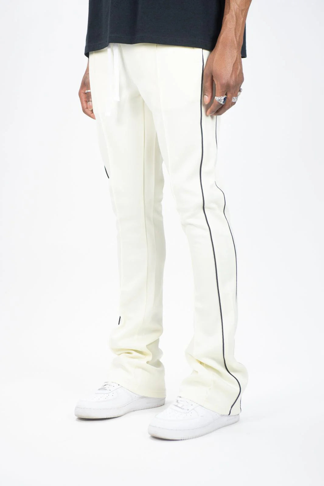 Rebel Minds Stacked Striped Track Pants Cream