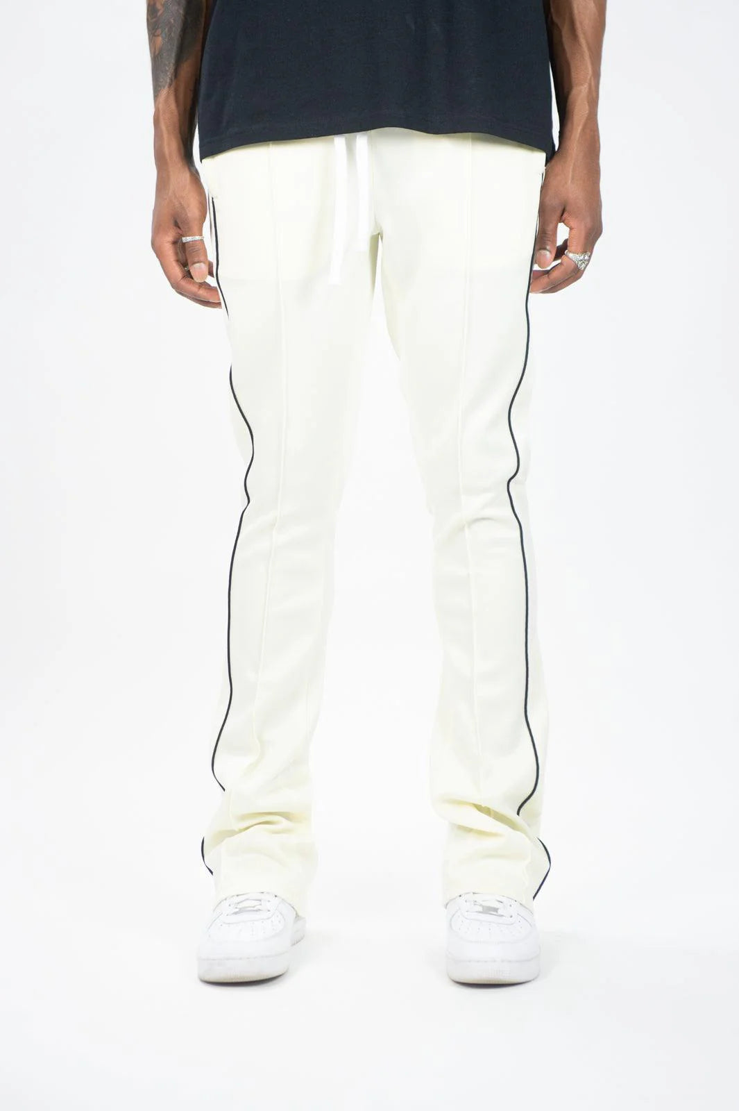 Rebel Minds Stacked Striped Track Pants Cream