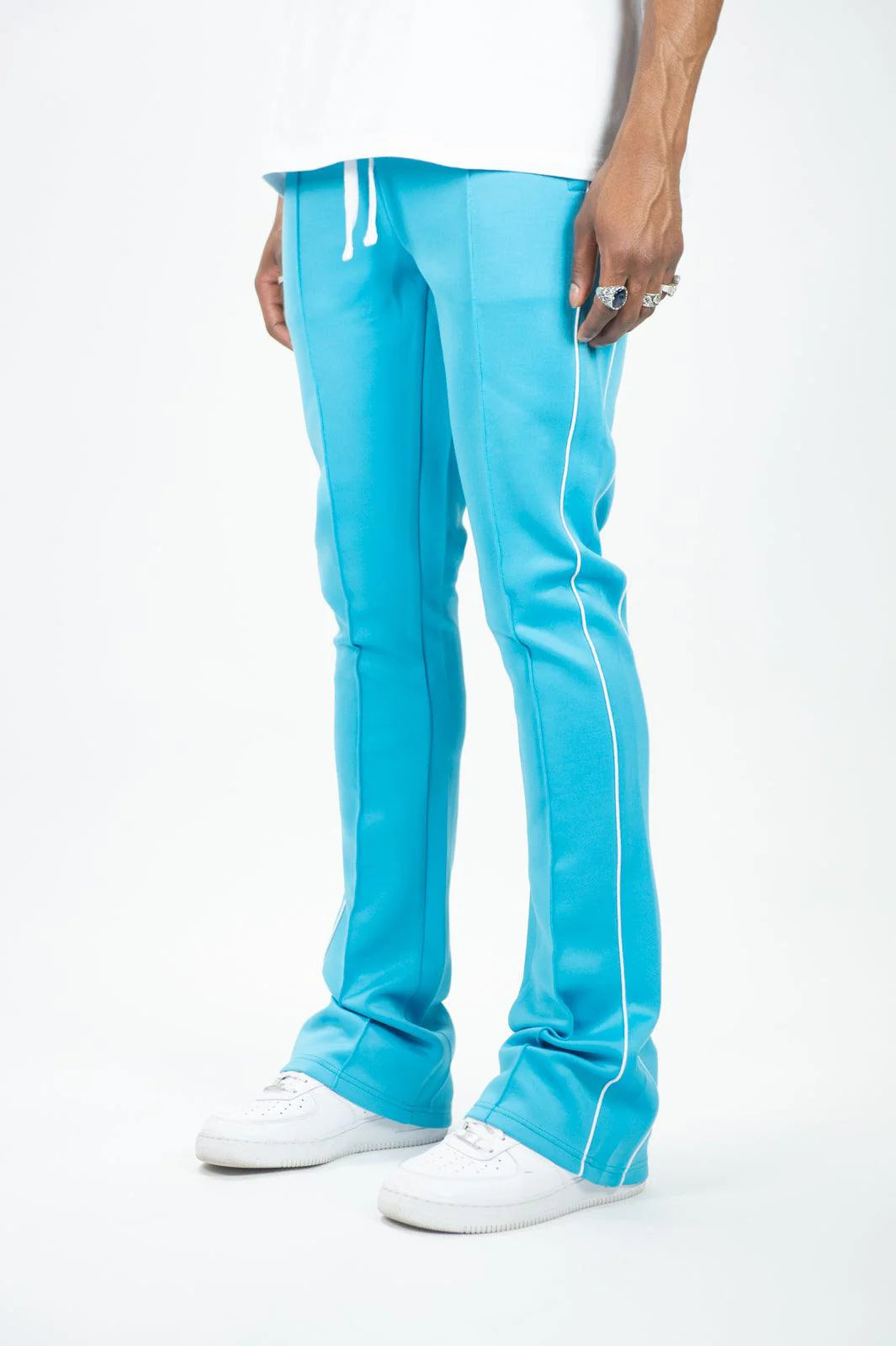 Rebel Minds Stacked Striped Track Pants Light Blue