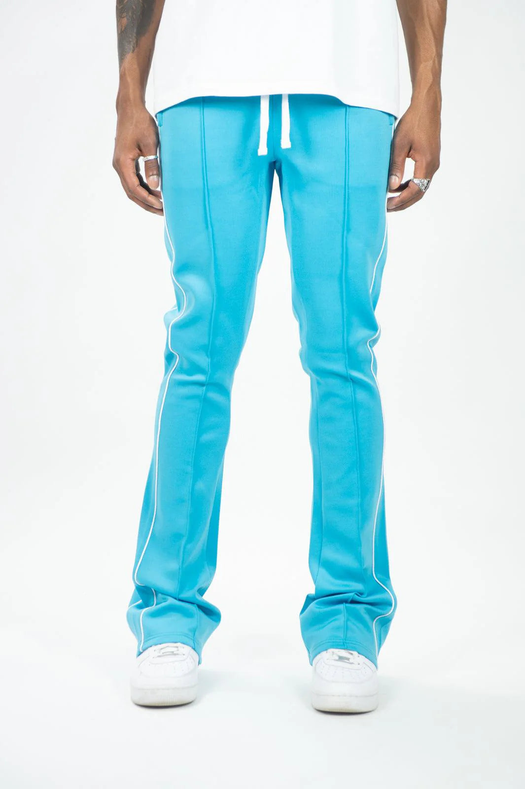 Rebel Minds Stacked Striped Track Pants Light Blue