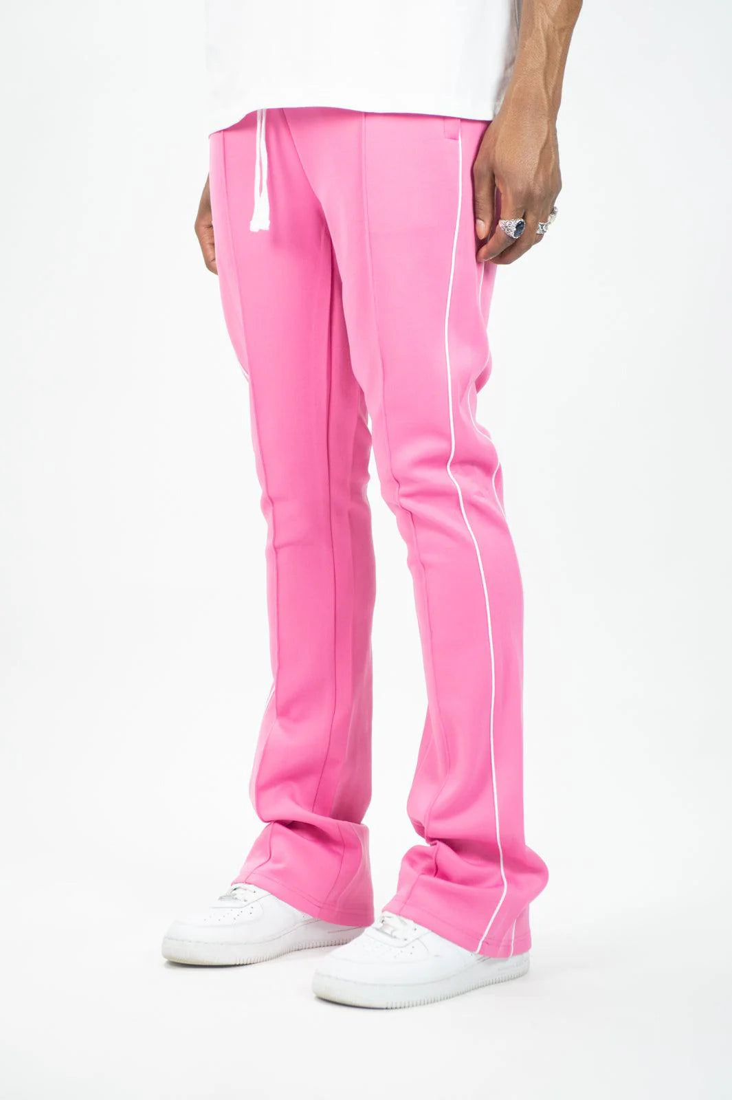 Rebel Minds Stacked Striped Track Pants Pink