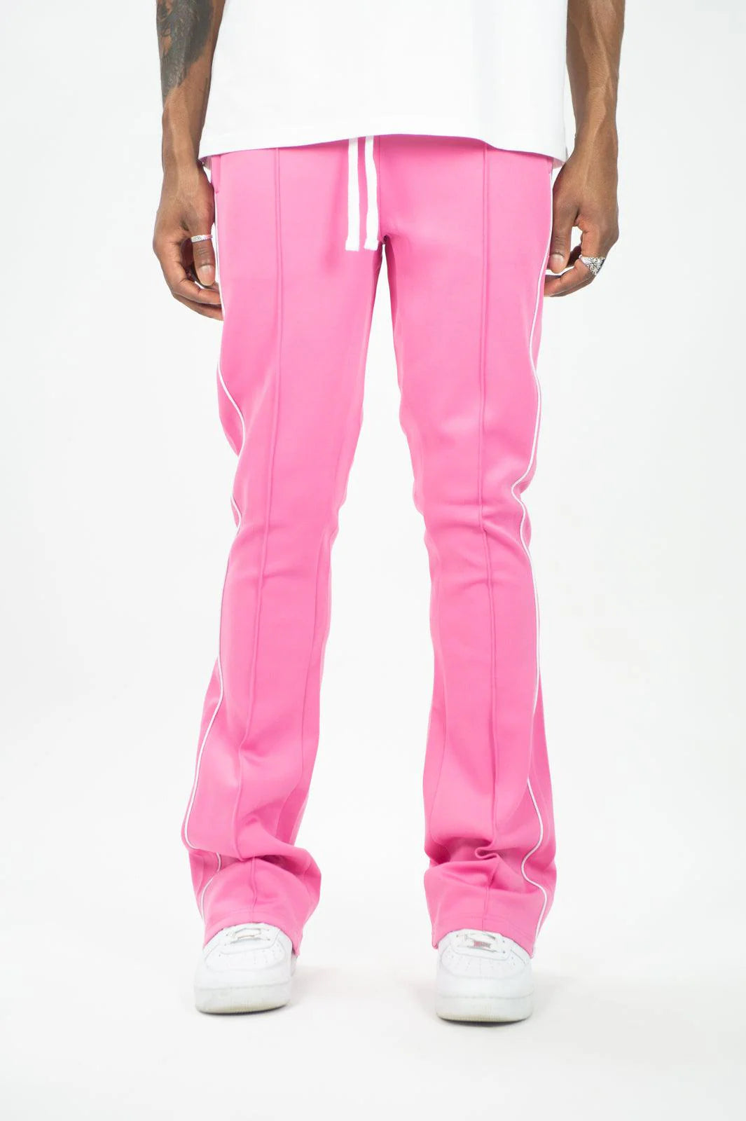 Rebel Minds Stacked Striped Track Pants Pink